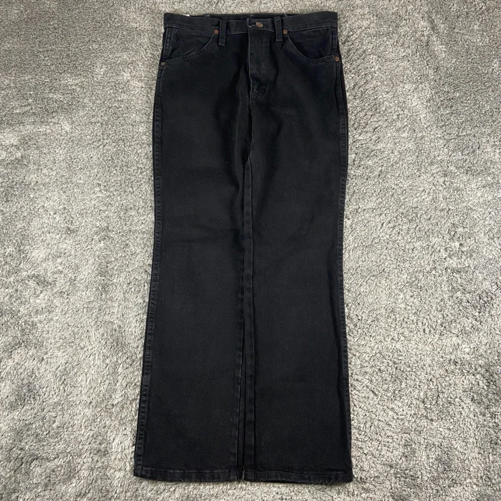 Wrangler Cowboy Cut Jeans Men 30x30 Black Denim Slim Seat Thigh Rigid Cotton